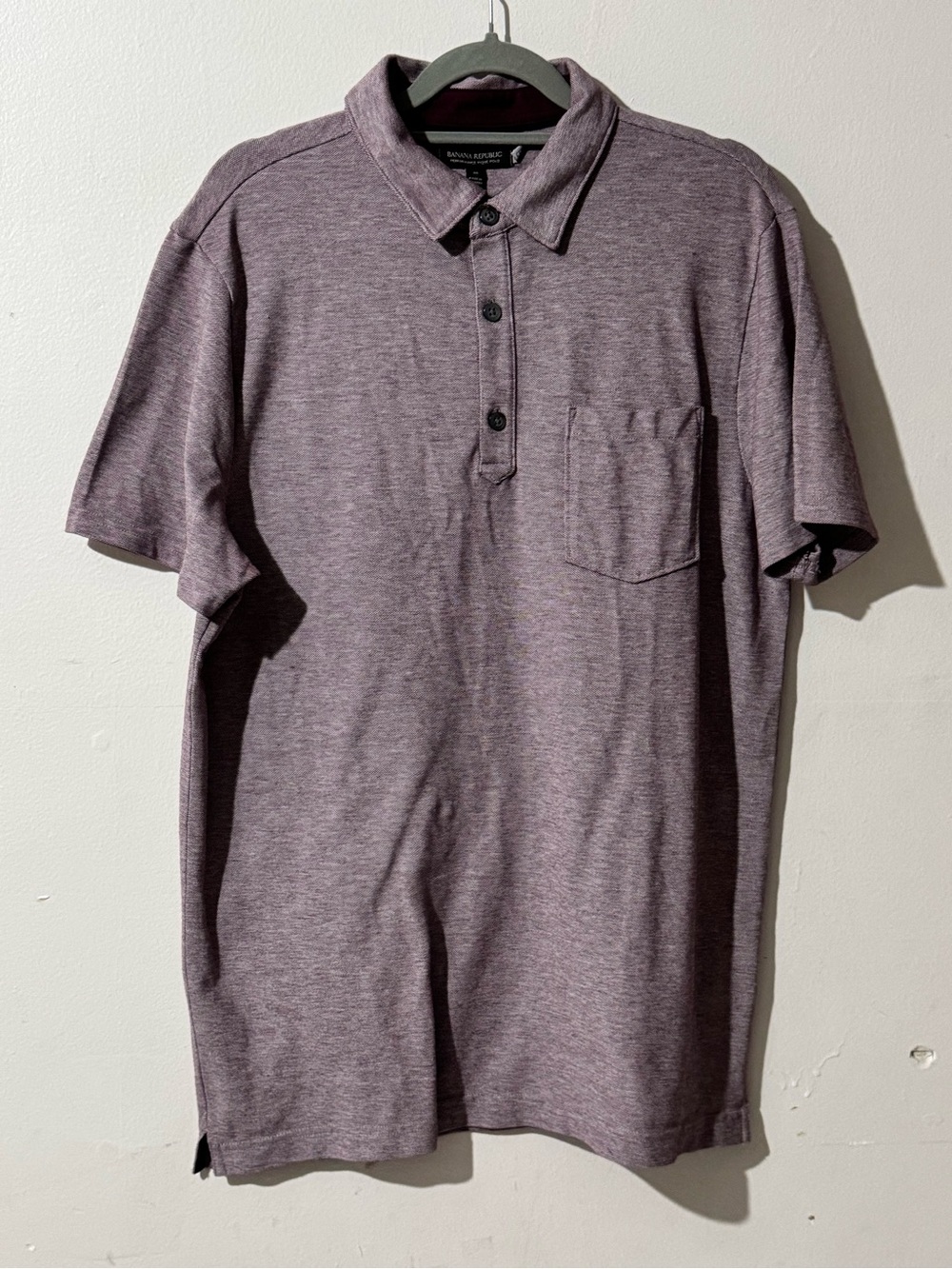 Banana Republic Mens Heather Plum Polo Shirt with Chest Pocket